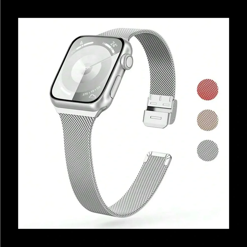 Silver Apple Watch Band Adjustable Women’s Men’s Unisex New in Bag 40mm